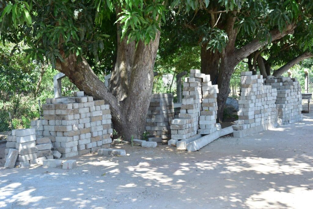 construction site with bricks
