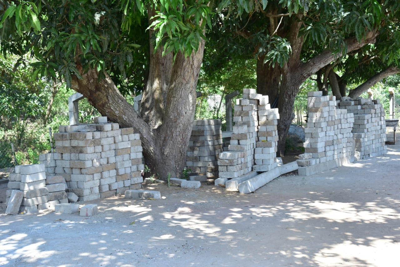 construction site with bricks